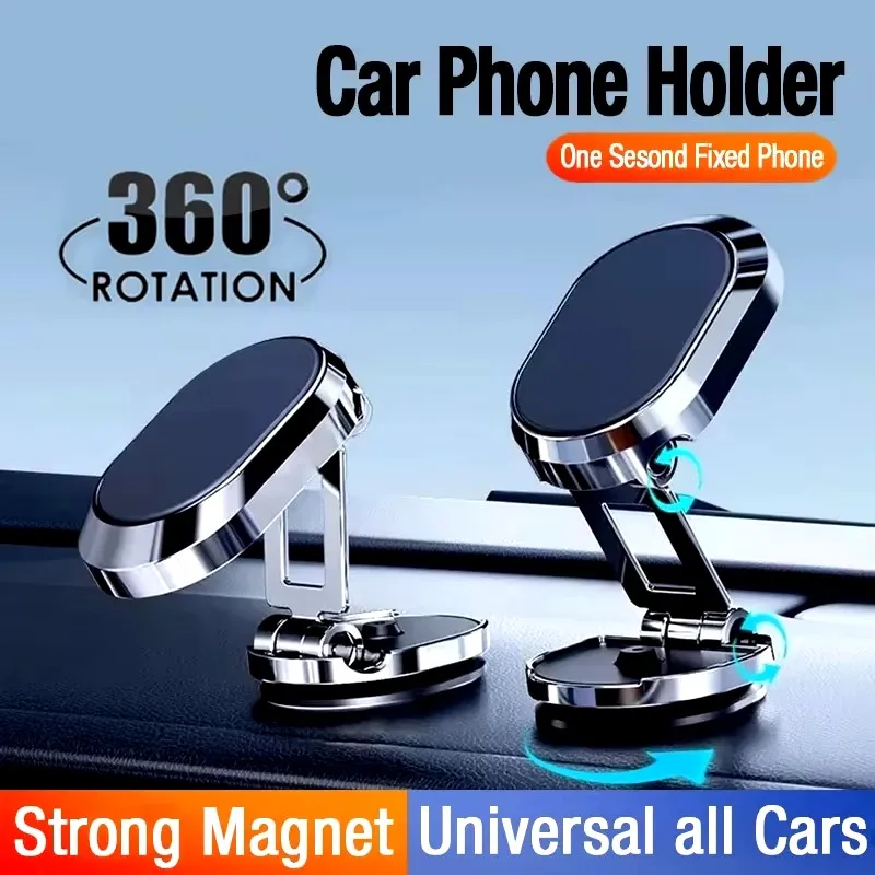 Phone Stands - Magnetische Autotelefonhalterung Magnet-Telefonhalter Klappbarer Armaturenbrett-Ständer 360-Grad
