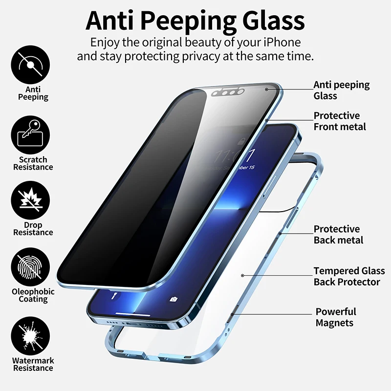 Anti Spy Privacy Glass Case - Für iPhone Air Datenschutz Anti-Spionage Gehärtetes