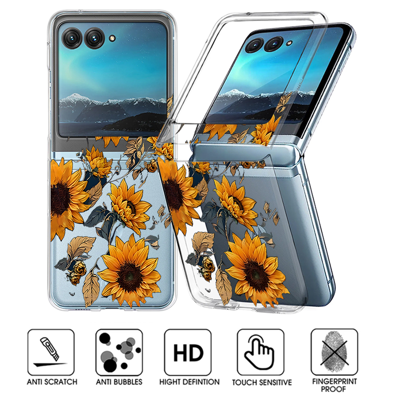 Clear Shockproof Bumper Case - Klare Handyhülle mit Sonnenblumenmuster für Motorola