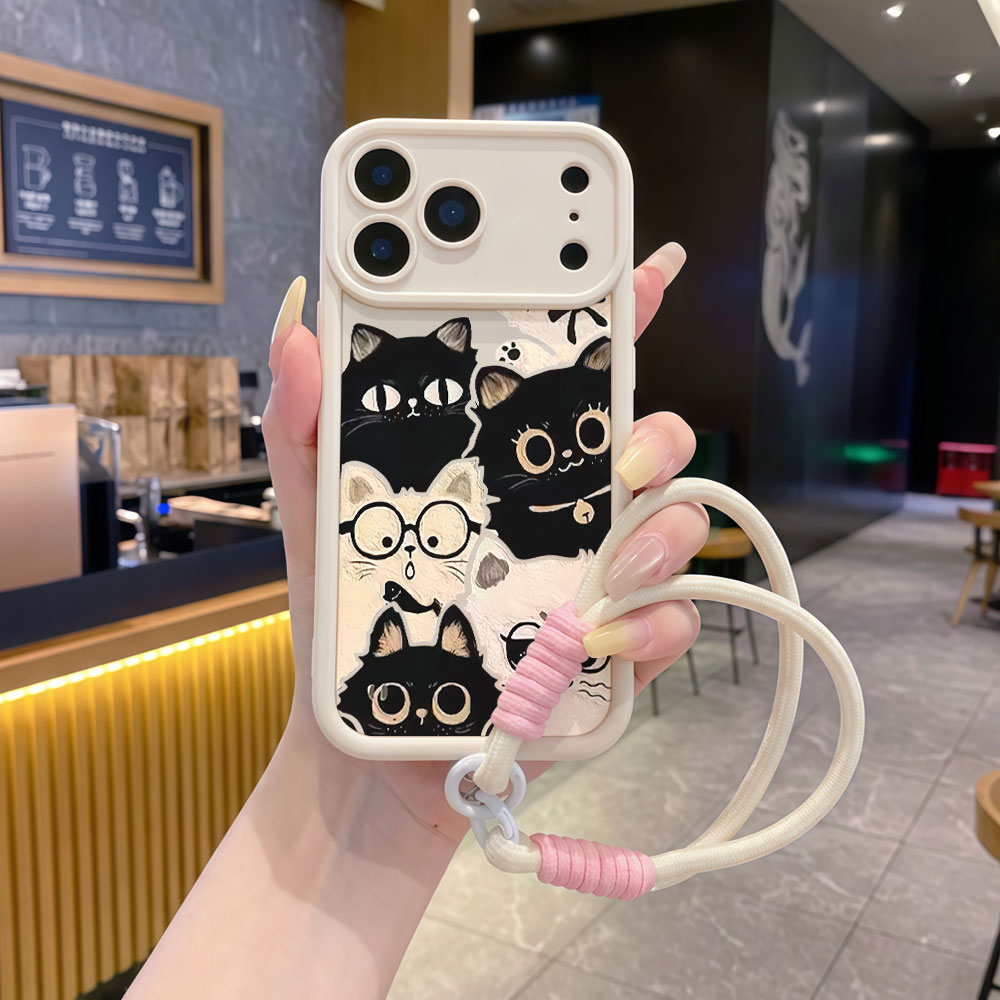 Cute Cartoon Wrist Strap Silicone Case - Stoßfeste Handyhülle mit Trageschlaufe und niedlichem
