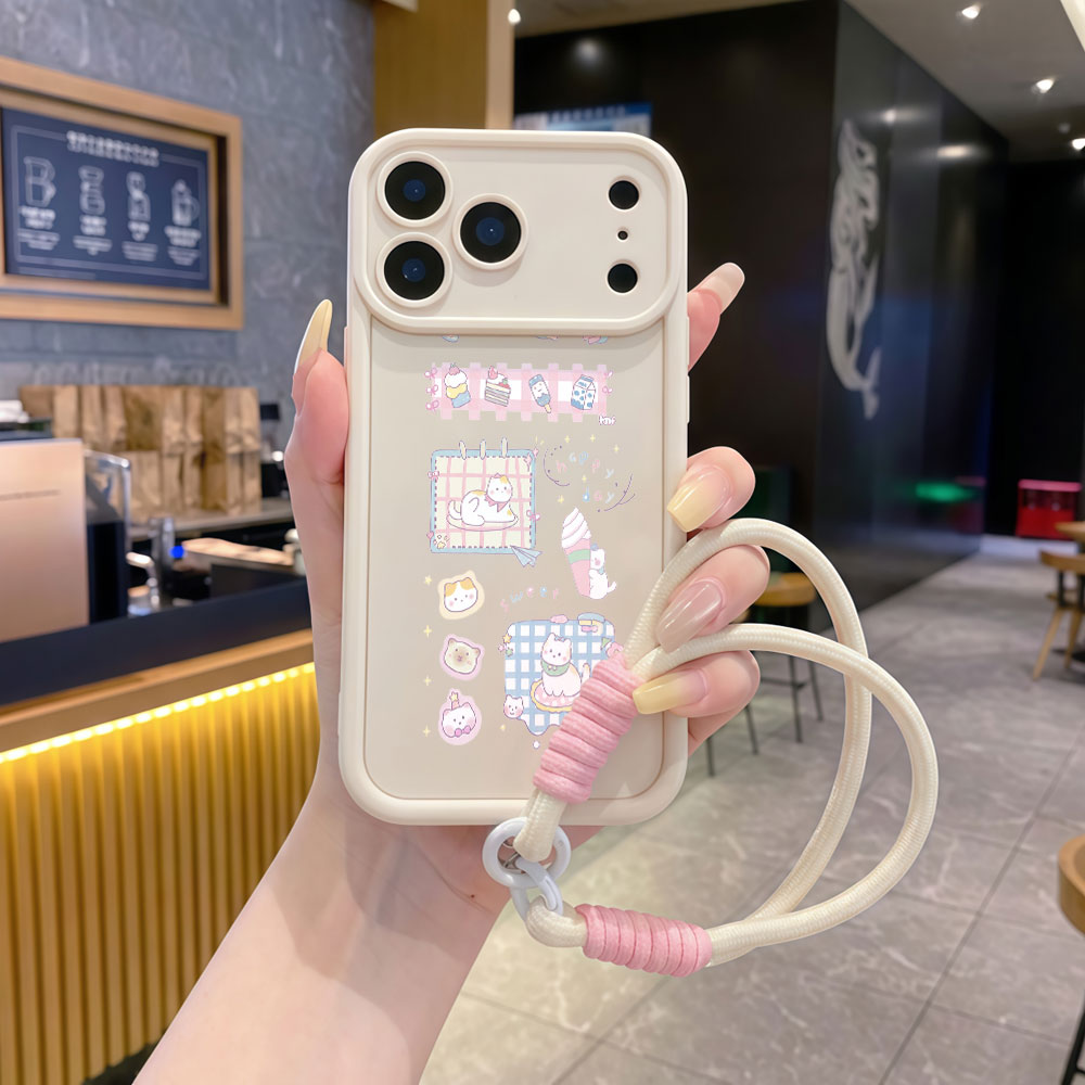 Cute Cartoon Wrist Strap Silicone Case - Handgelenkschlaufe Cartoon Niedliche Katze Lanyard Handyhüllen