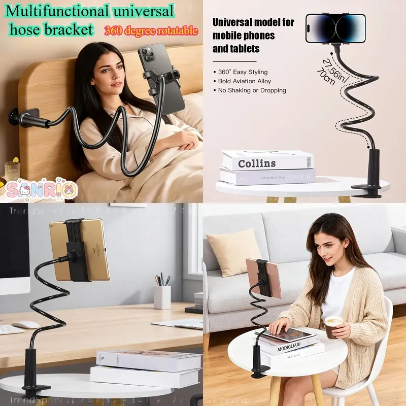 Phone Stands - 360-Grad-Flexibler Schlauch-Handyhalter, Stabiler Anti-Wackel-Tablet-Ständer mit Verstellbarem